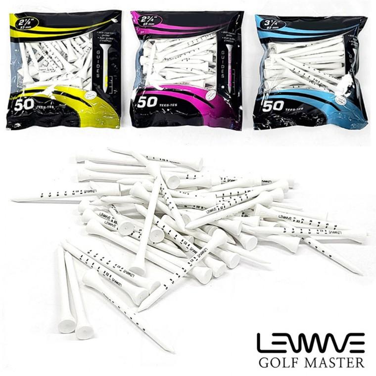 런웨이브 골프마스터 눈금 높이조절 골프티 50개입 우드 나무티