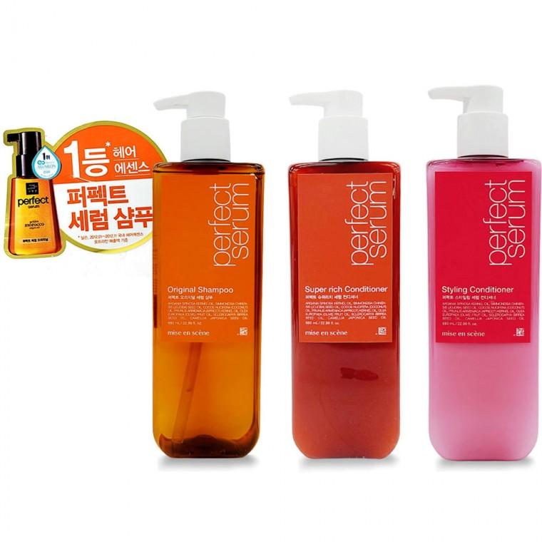 미쟝센 퍼펙트세럼 샴푸 컨디셔너 오리지날 슈퍼리치 스타일링 부드러운 머리결 영양케어
