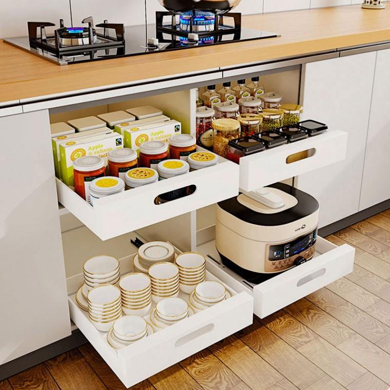 간편설치 무타공 슬라이딩 레일 수납장 하부장 서랍장 싱크대 거실장 책장 선반 활용