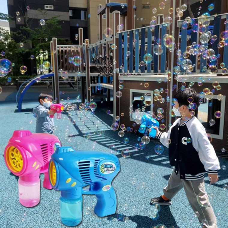 5분에 10000개 5구 연발 터보 버블건 자동 비누방울총 자동 회전 분사 버블 건전지포함