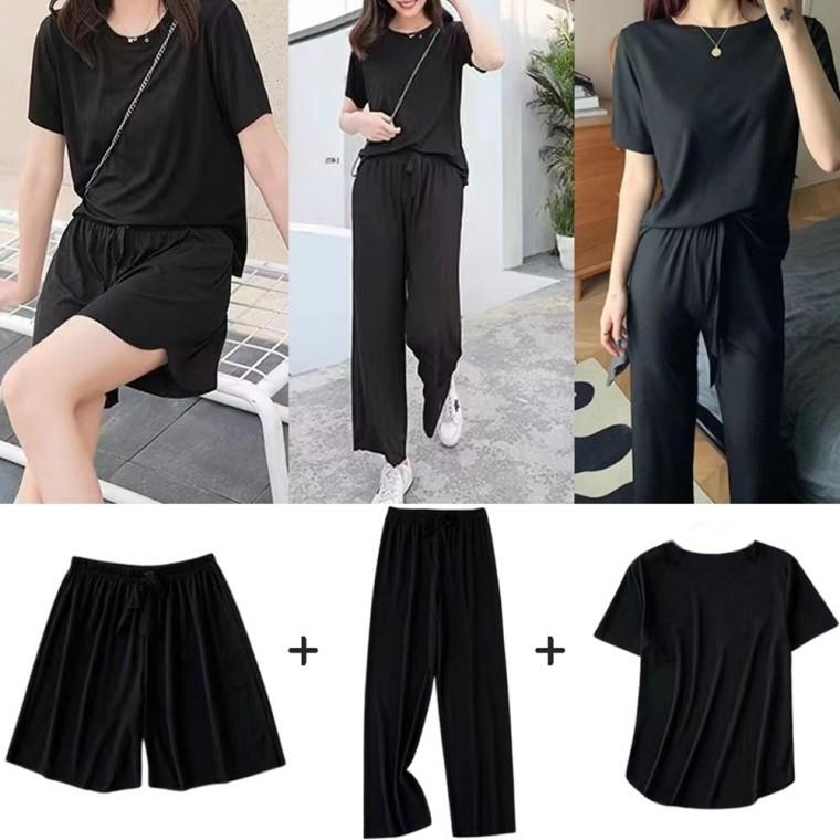 시원한 찰랑찰랑 아이스 쿨 상하 반바지 3종세트