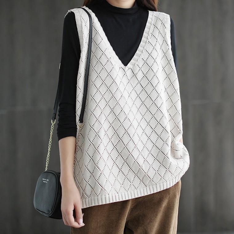 여성 여름 뱃살커버 빅사이즈 니트 조끼 베스트