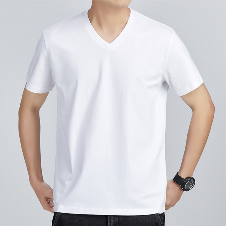 남녀공용 시원시원한 사계절 V넥 무지 면 반팔티