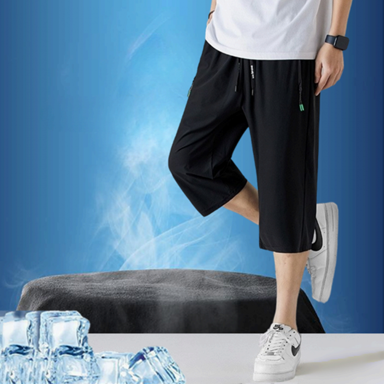 남자 쿨링 아이스 탄력 스판 7부 칠부 트레이닝 츄리닝 반바지