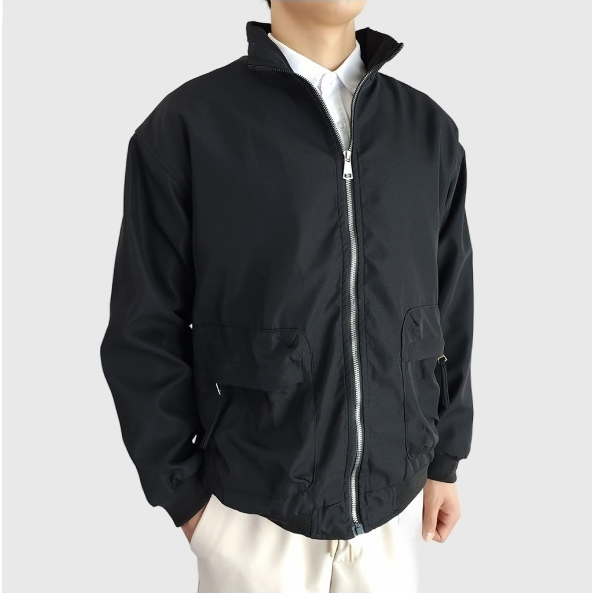 가을 겨울 간절기 남자 카라 항공점퍼 무지 바람막이 블루종