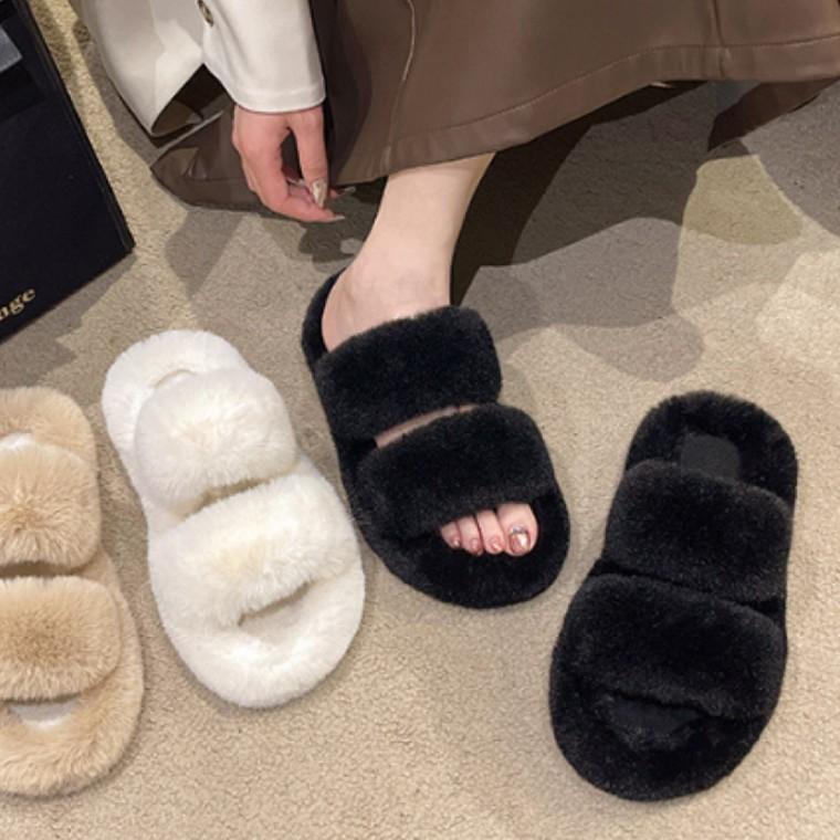 겨울 여성 사무실 털슬리퍼 밍크 털 퍼 방한 슬리퍼 방한화 실내화