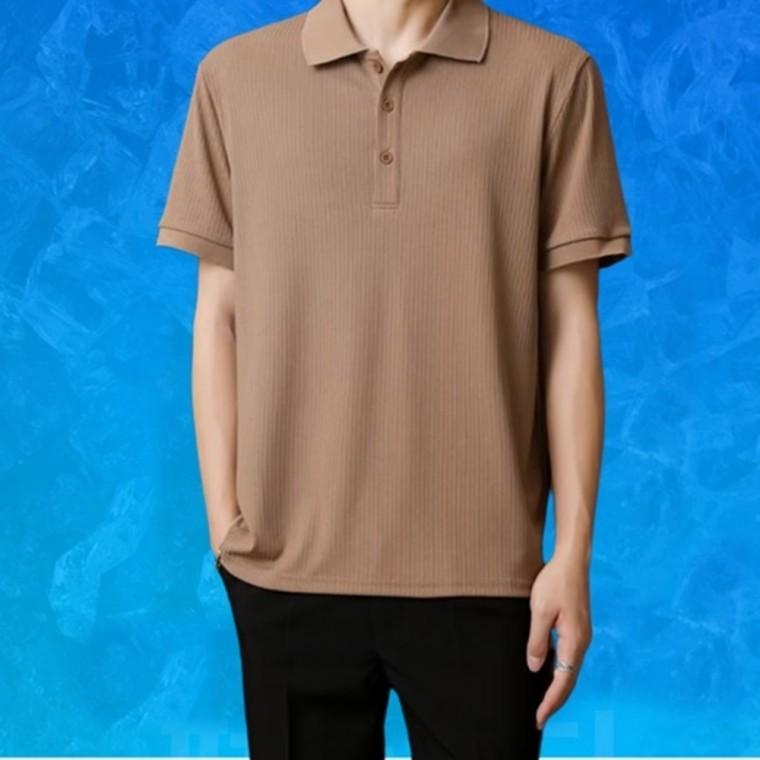 남자 여름 아이스 쿨링 스판 카라 반팔 티셔츠