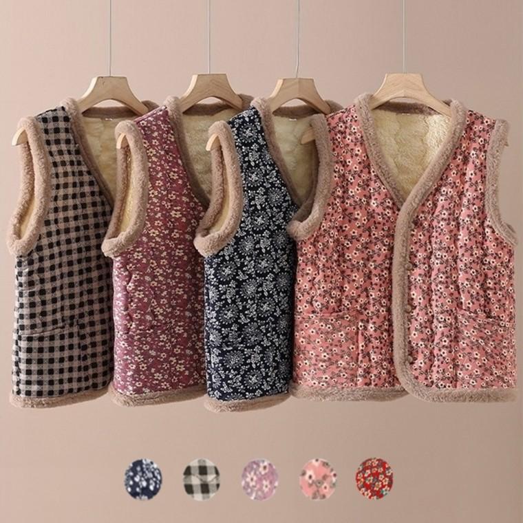 고급 겨울 여성 사무실 선물용 누빔 퍼 조끼 단추형