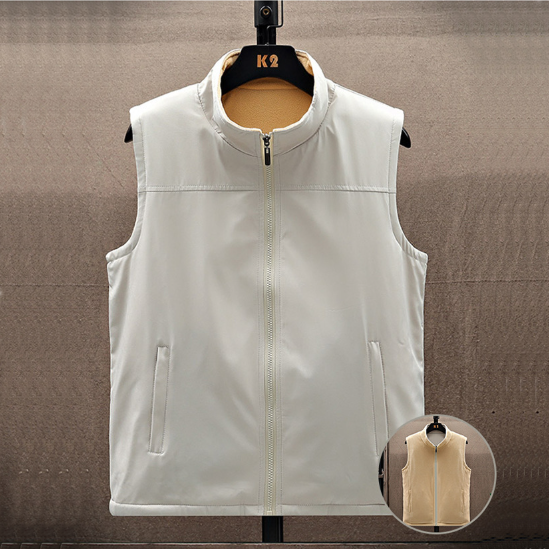 남성 양털 양면 투웨이 집업 후리스 조끼 베스트