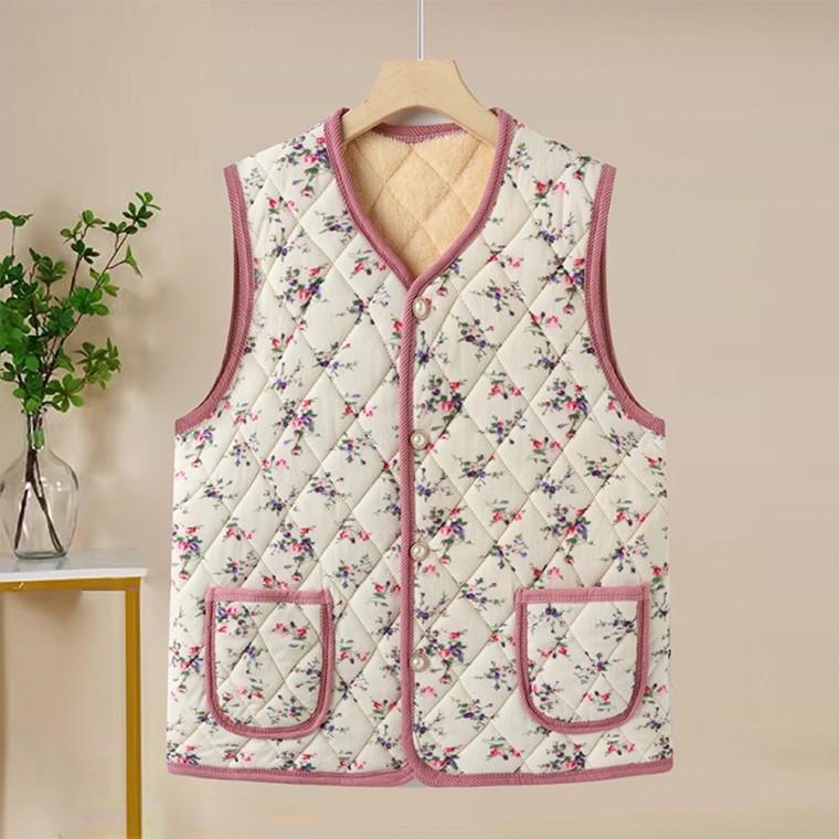겨울 여성 사무실 선물용 누빔 퍼 조끼 단추형 김장조끼