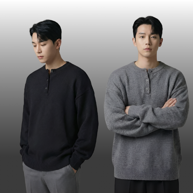 남자 니트 스웨터 겨울 간절기 기모 오버핏 빅사이즈 라운드 니트티셔츠