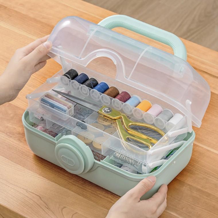 투명 3단멀티함 약통 수납함 정리함 소품 보관함 다용도 멀티함