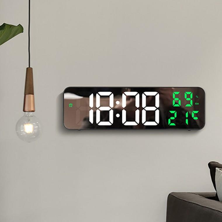 0671 탁상용 직사각 LED 시계 거실 카페 인테리어 집들이 개업선물 습도 온도 알람기능 탁상 벽걸이 겸용가