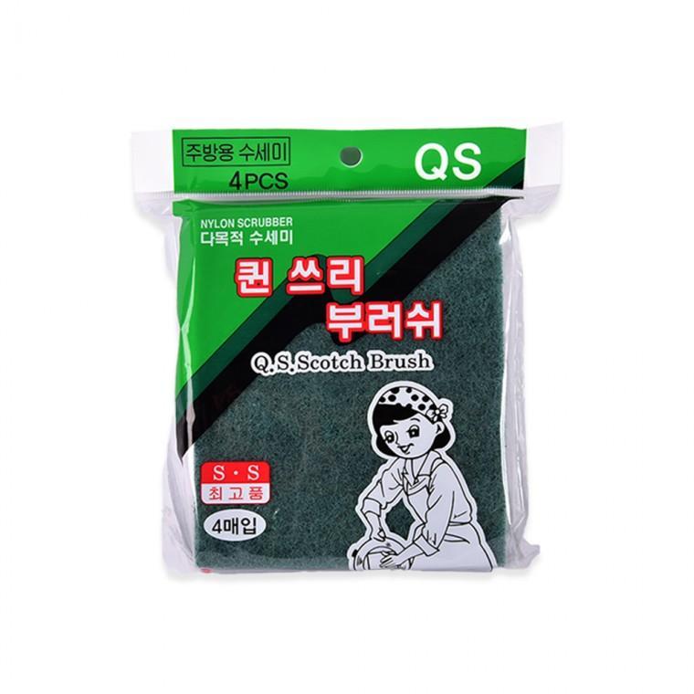 퀸쓰리 청수세미 설거지수세미 주방 녹색수세미 찌든때제거 식기세척 청소수세미