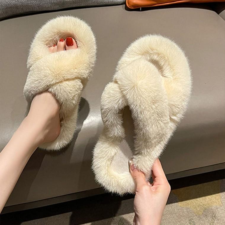 겨울 밍크 퍼 실내화 굽2cm 털 슬리퍼 사무실 병원 논슬립 거실화 네일샵