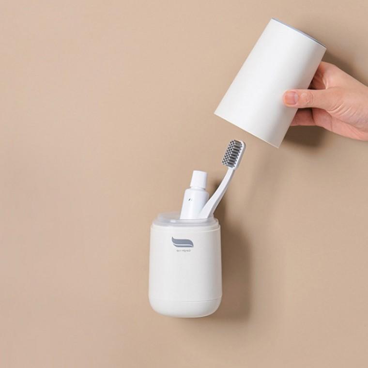 [도매직방] 오즈리빙 무타공 칫솔꽂이 덮개형 칫솔걸이 양치컵 세트