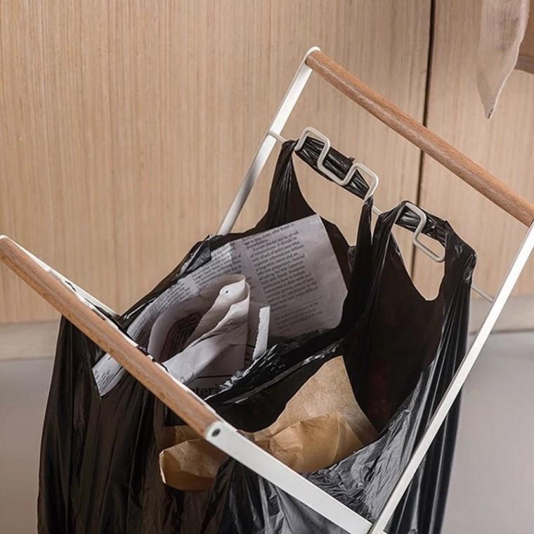 캠핑 우드 봉투걸이 분리수거 거치대 쓰레기봉투걸이 접이식 걸이대