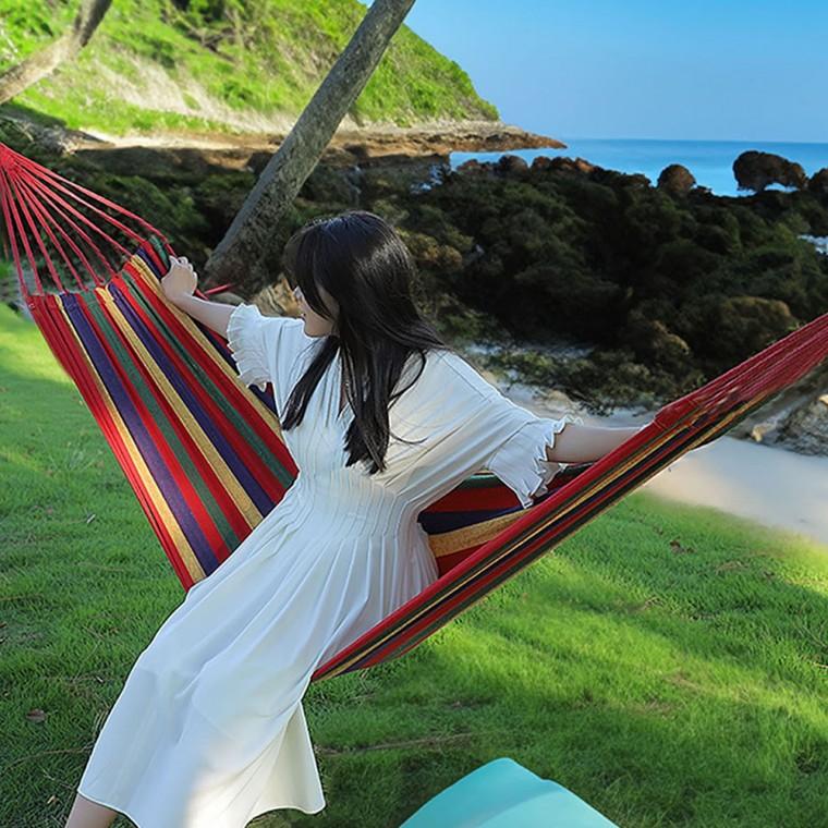 간편설치 스트라이프 해먹 캠핑 백패킹 트레킹 차박 공중그네 야외 정원 침대