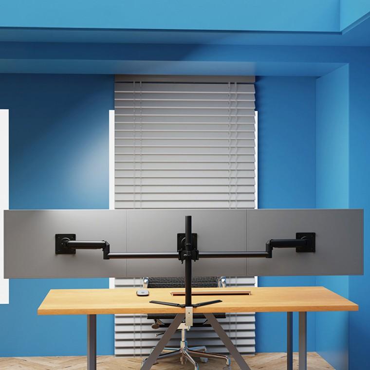 M14 트리플 모니터암 거치대 받침대 스탠드 주식트래이딩 다중 3대 벽면밀착형 모니터암