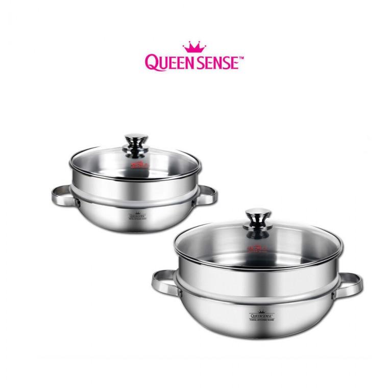 퀸센스 웰빙 스텐 찜솥 웍쿡 28cm 주방 조리도구 웍팬