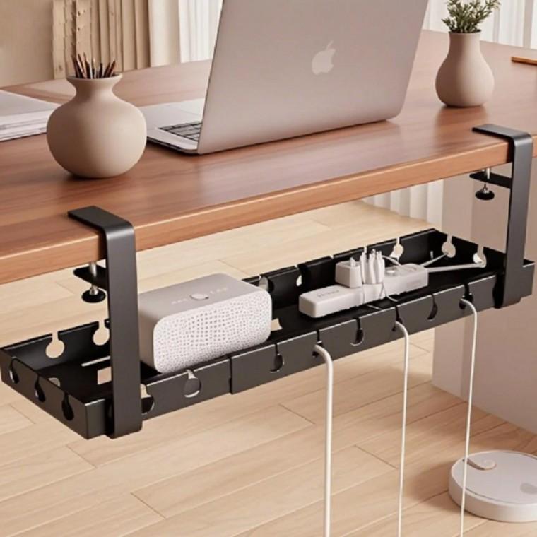 무타공 멀티탭 정리함 컴퓨터 책상 전선 공유기 케이블 전선 충전기 길이조절 정리함 거치대 트레이 보관함