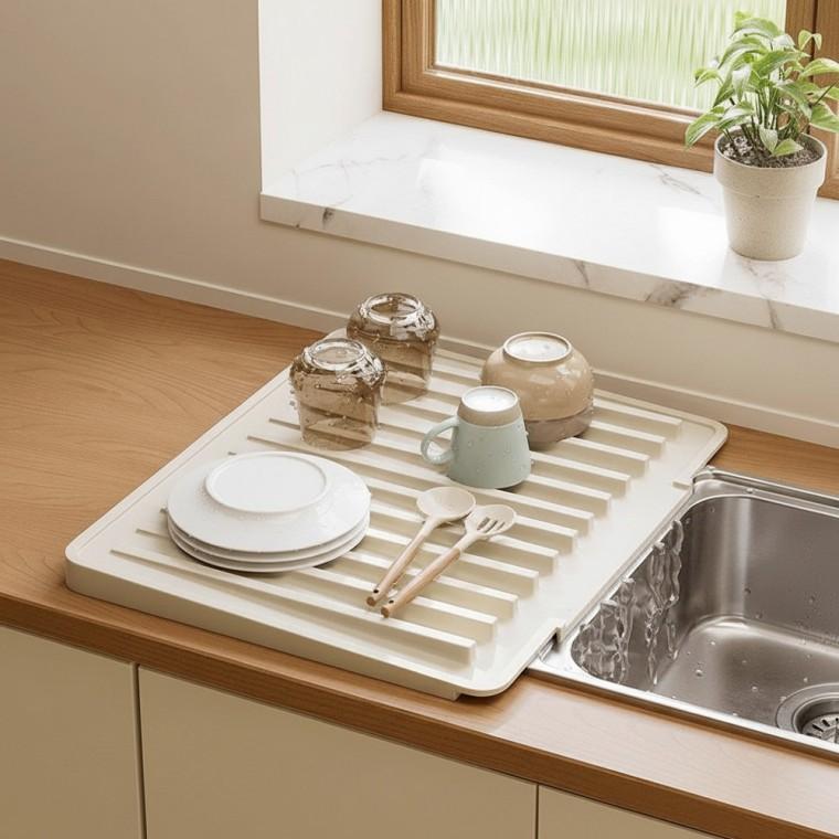 실리콘 드라잉매트 설거지 그릇 컵 야채 조리도구 물빠짐 매트 논슬립 식거건조 트레이 패드 싱크대 정리