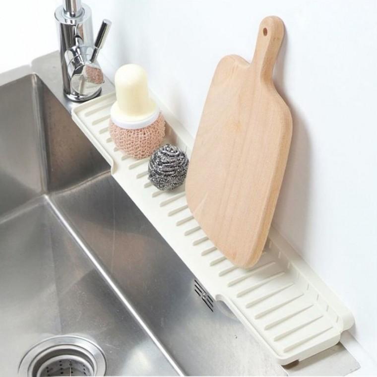 실리콘 수세미 받침대 물빠짐 트레이 도마 조리도구 거치대 욕실 젠다이 45cm 60cm
