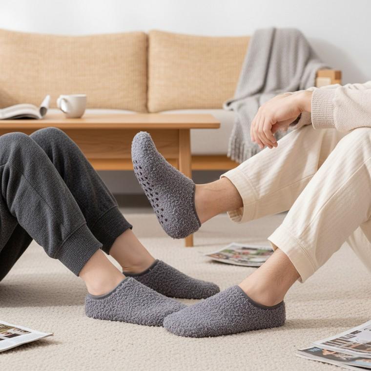 남녀공용 겨울 방한 보온 단목 무지 덧신 미끄럼방지 기모 털 버선 두꺼운 양말 페이크삭스