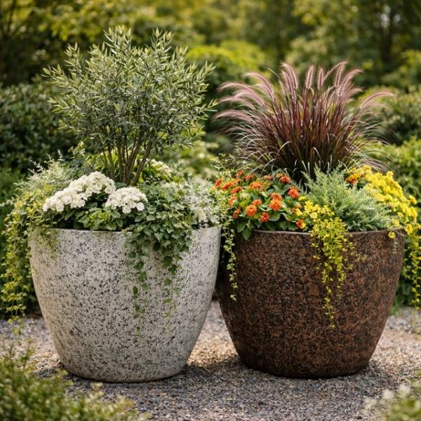 고강도 우레탄 대형 화분 55x45cm 스톤 텍스쳐