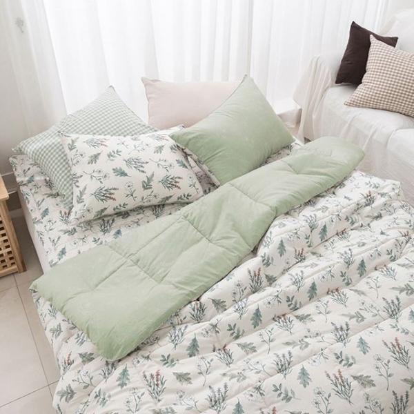 베이지 플로럴 소프트 슈퍼싱글 차렵 이불 패드세트