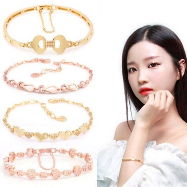 18KGP 무니켈 럭셔리 큐빅 로즈골드 팔찌 균일가