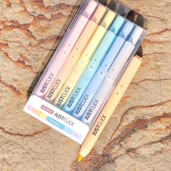 모리스 JUSTCLICK 노크식 Slim 형광펜 S-Pastel 6색