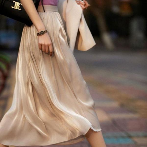샤인 플레어 밴딩 롱 스커트 A라인 봄 여름 가을 치마