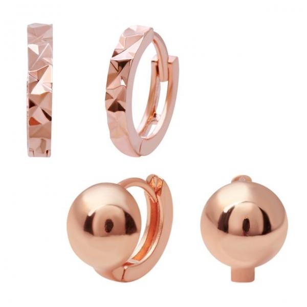 14K 로즈골드 골드핀 라운드 기본 원터치 링 귀걸이