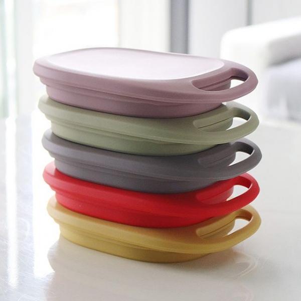 접을수 있는 실리콘 용기 손잡이형 폴딩 휴대 반찬통