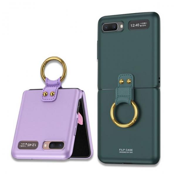 갤럭시Z플립1/2세대 숏가죽링크 골드링 일체형 케이스