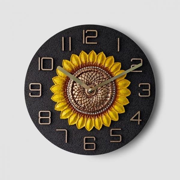 해바라기 거실 벽걸이시계 블랙 무타공 무소음 벽시계
