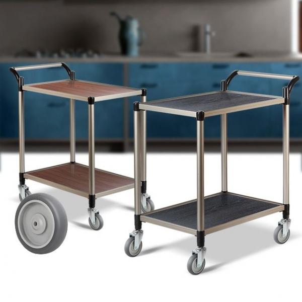 월넛우드 2단 대 회색바퀴 주방웨건 이동식카트 웨곤