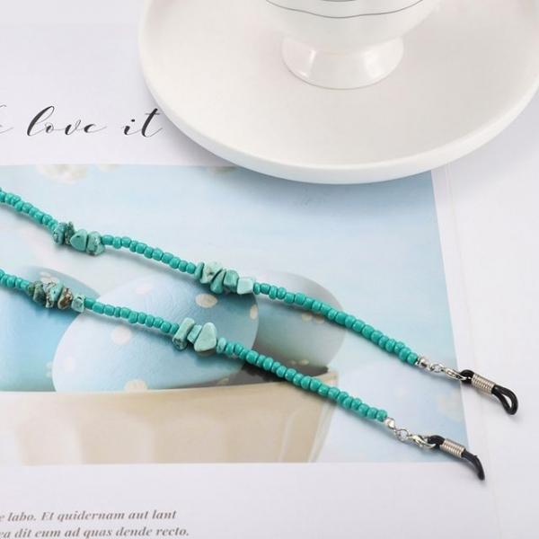 원석 터키석 6mm 코발트 비즈 안경줄 목걸이겸용