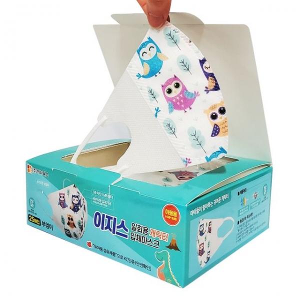 이지스 일회용 캐릭터 입체 마스크 25매 아동용 부엉