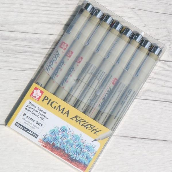 사쿠라 피그마 마이크론 1.0mm 붓펜 BRUSH 8색세트