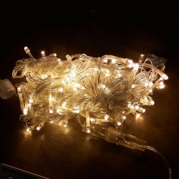 LED트리전구 100구 투명선 황색 점멸전원코드포함