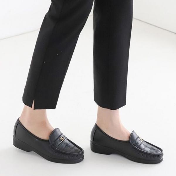 국내제작 스티치 장식 화 근무화 할머니 신발