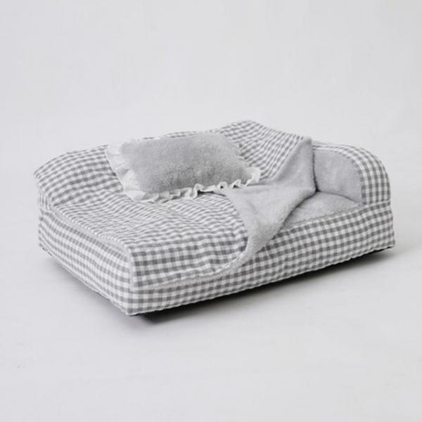 강아지 침대 쿠션 체크그레이 대형 1P 반려견 하우스