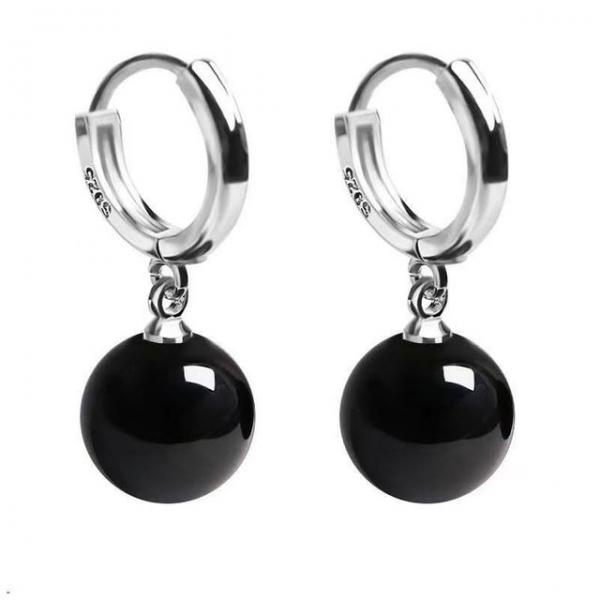 블랙 마노 오닉스 S925 실버 원석 귀걸이