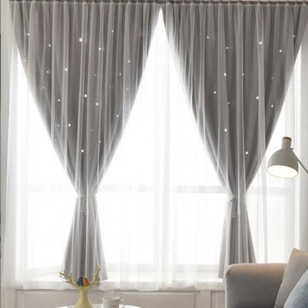 붙이는 펀칭 암막커튼 120X150 별빛햇살 무타공커튼