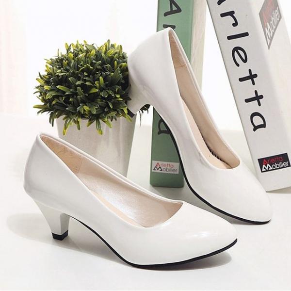 여자 뾰족 앞코 기본 면접 구두 낮은굽 펌프스 힐