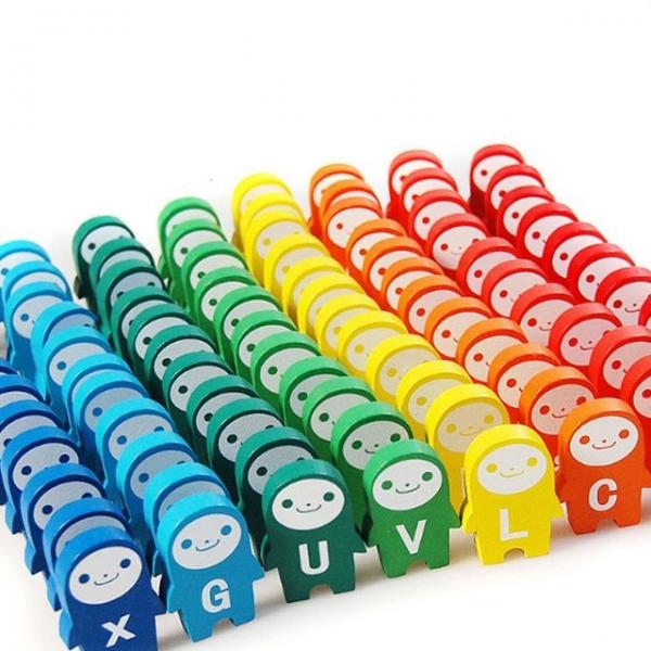 귀여운 알파벳 도미노 게임 놀이 원목 블록 쌓기 104P