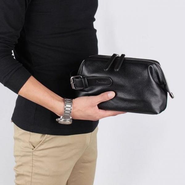 남성 고급 가죽 클러치백 데일리 블랙 파우치 가방