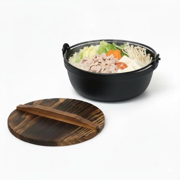 인덕션 무쇠 샤브샤브 전골냄비 나무뚜껑 세트 27cm